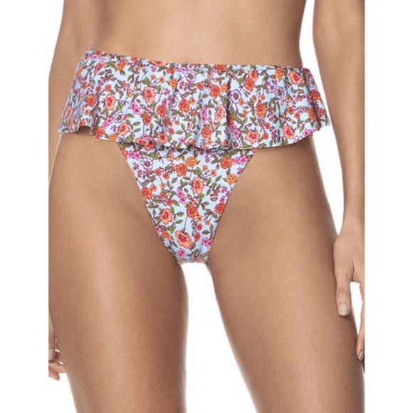 MAAJI Joy Follows Floral Bikini Ruffle Blue SIZE MEDIUM 2-Piece NWT - Picture 3 of 6